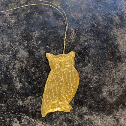 Mini Gold Owl Hanger Ornament or Tag