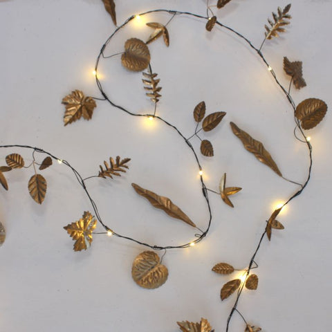 Leaves Garland Fairy Lights - Gold - Greige - Home & Garden - Chiswick, London W4 