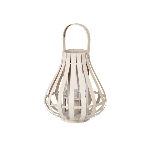 Whitewashed Natural Bamboo Lantern from Broste - Sally - Greige - Home & Garden - Chiswick, London W4 