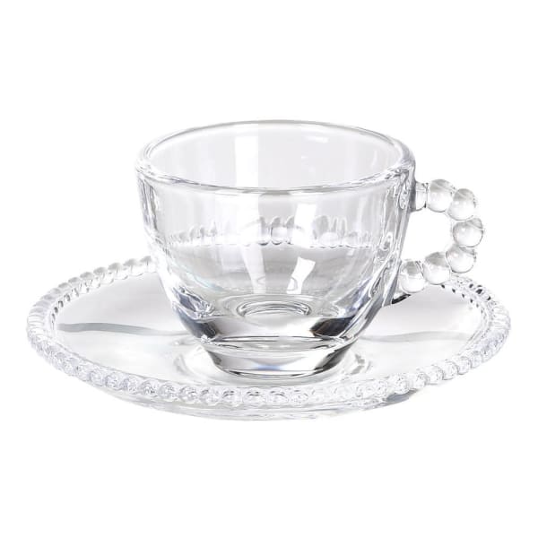 Glass Bobble Espresso Cup and Saucer - Set of Four