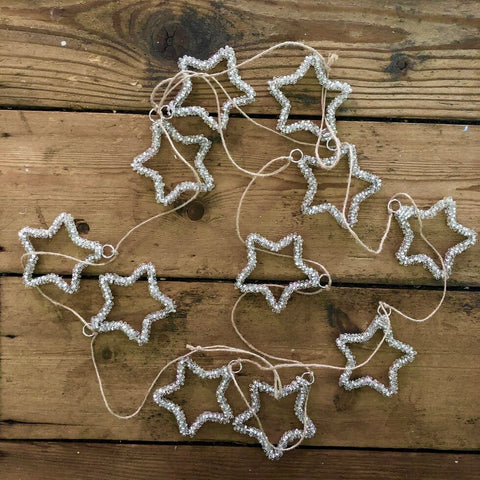 Silver Glass Beaded Star Garland