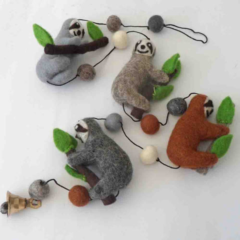 Handmade Felt Sloth String - Fairtrade