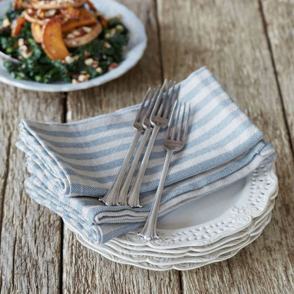 Linen Look Recycled Plastic Bottle Napkins Blue Linen Stripe