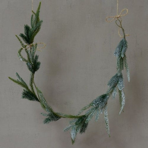 Long faux Frosted Fir Garland with faux snow