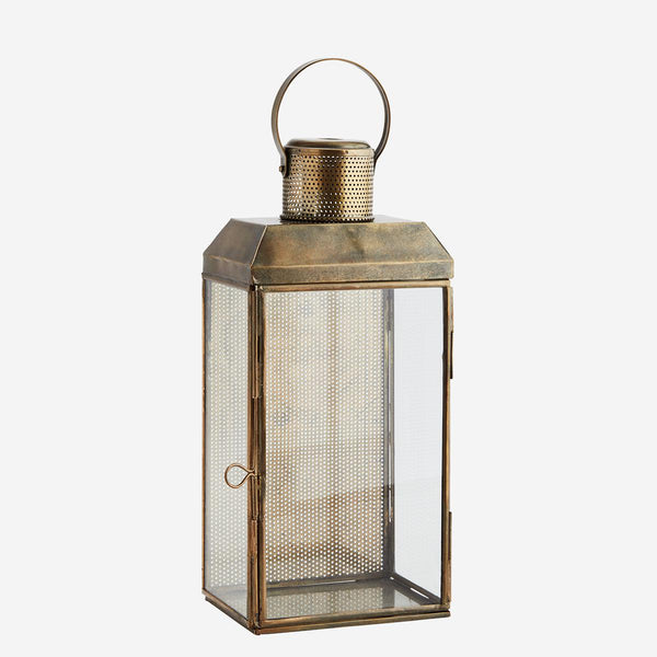 Antiqued Brass Wall Lantern - Two Sizes